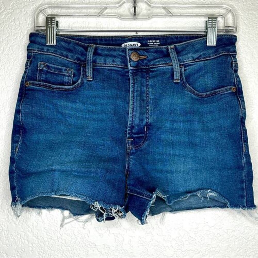 Old Navy High Rise‎ Jean Shorts Secret Slim Pockets Cut Off Denim 6